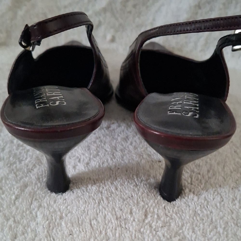 FRANCO SARTO Maroon Slingback Heels - Picture 7 of 10